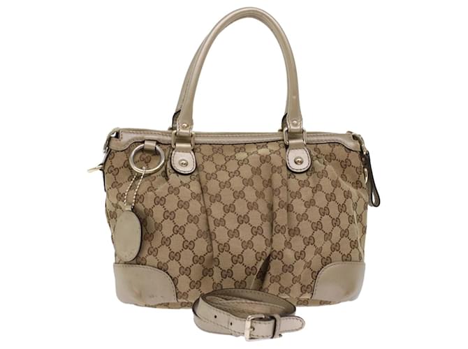 Gucci GG Canvas Hand Bag 2camino Beige 247902 Auth FM2597  ref.1031605