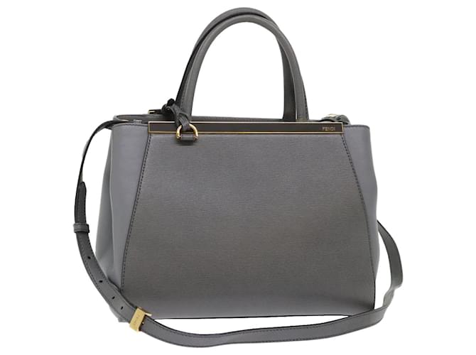 FENDI To joule Hand Bag Leather 2way Gray Auth ep1294 Grey  ref.1031606