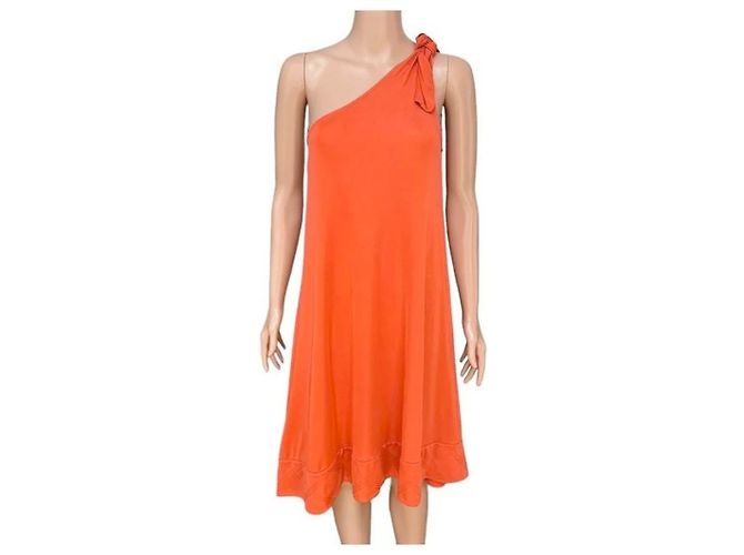 Diane Von Furstenberg DvF Vintage Giri einschultriges Kleid Orange