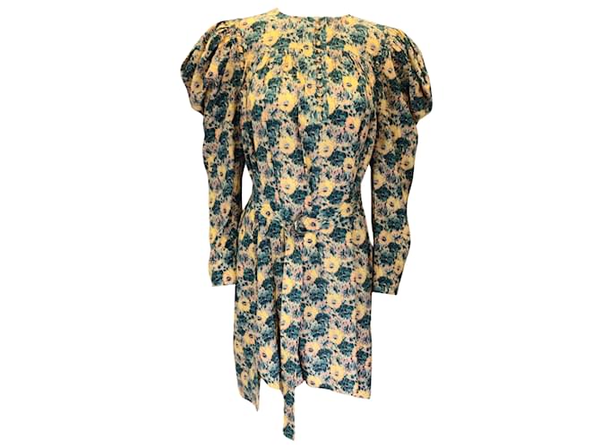 Ulla Johnson Mini-robe en soie imprimé bégonia multicolore Elaine  ref.1031837
