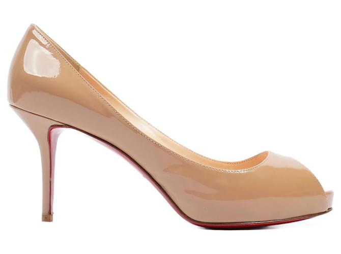 Christian Louboutin Beige Patent Leather Highness Peep Toe