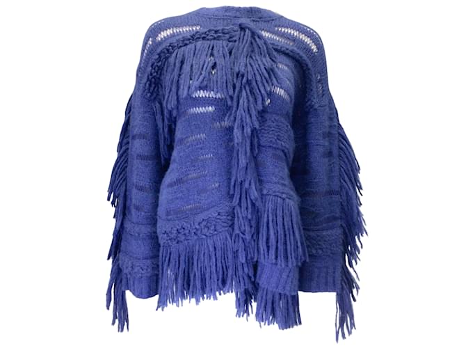 Stella Mc Cartney Stella McCartney Bijou Bleu 2022 Pull en tricot texturé d'alpaga aéré Laine  ref.1031917