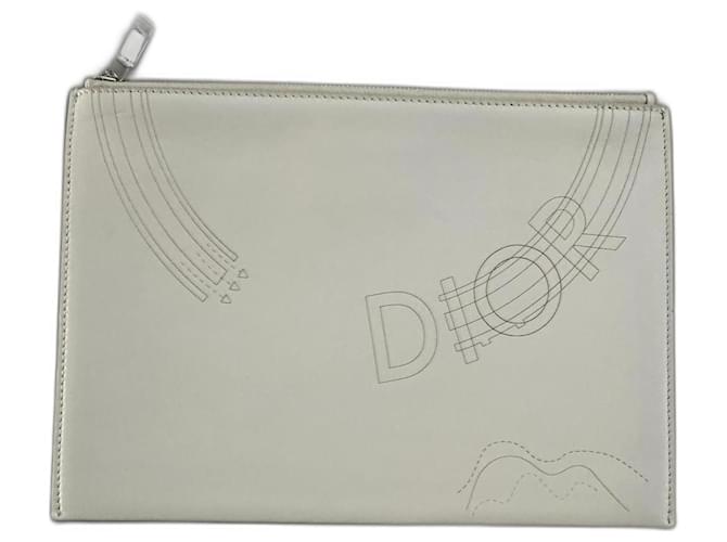 Pochette Dior pochette neuve unisexe Cuir Blanc cassé  ref.1031944