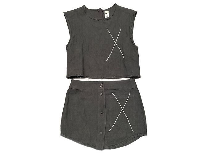 Conjunto de top y falda negro Filles à Papa de algodón