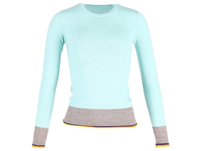 Victoria Beckham Contrasting Hem Sweater in Blue Wool  ref.1031956