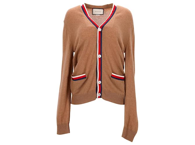 Gucci Button-Front Cardigan in Brown Cashmere Wool  ref.1031972