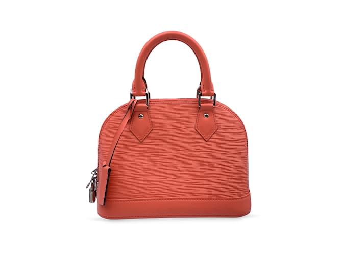 Authentic Louis Vuitton Poppy Epi Leather Alma BB Bag Handbag with Strap