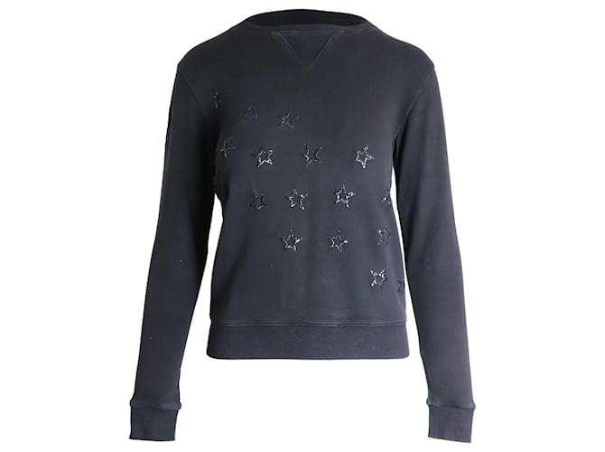 Saint Laurent Star Embellished Sweatshirt in Black  Cotton  ref.1032256