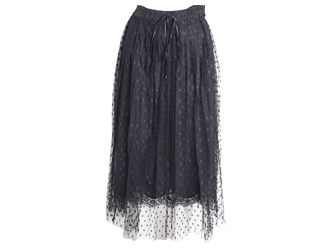 Dolce & Gabbana Jupe mi-longue en tulle point d'esprit en polyamide noir Nylon  ref.1032268