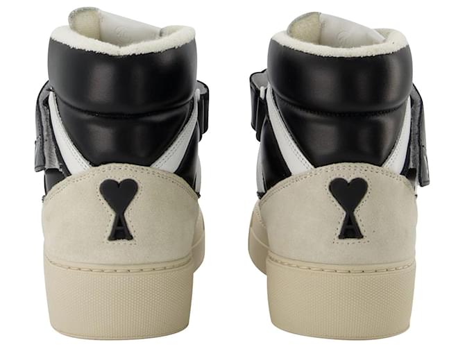 Ami Hohe ADC-Sneaker aus weißem und schwarzem Leder Python drucken  ref.1032281