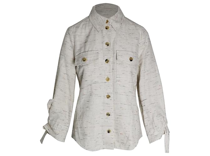 Chloé Chloe Button-Down Shirt in Cream Linen White  ref.1032284