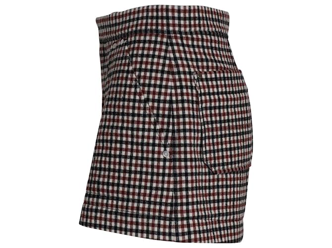 Chloé Shorts xadrez de cintura alta Chloe em lã marrom  ref.1032286