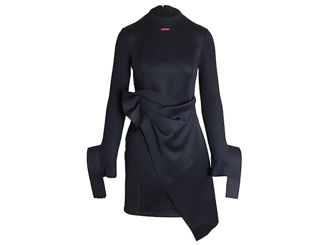 Off White Off-White Jersey Wrap Mini Dress in Black Polyamide  ref.1032295