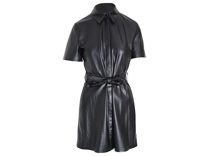Nanushka Bleted Mini Dress in Black Polyurethane  Plastic  ref.1032296