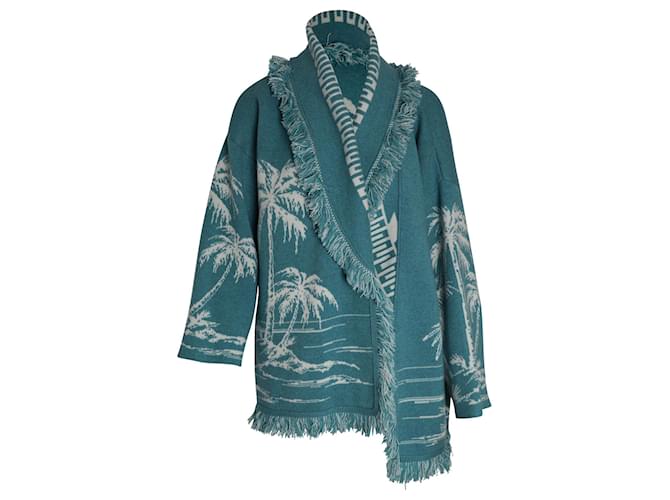 Alanui "Surrounded by the Ocean" Cardigan in Blue Cashmere Wool  ref.1032299