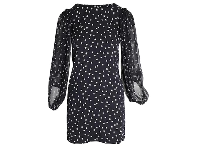 Dolce & Gabbana Minivestido con estampado de estrellas en seda negra Negro  ref.1032320