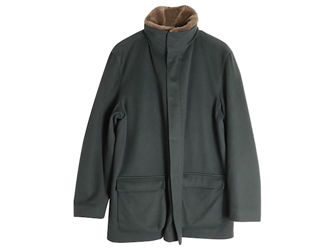 Loro Piana Winter Voyager Vicuña Storm System Jacket in Olive Green Suede  ref.1032335