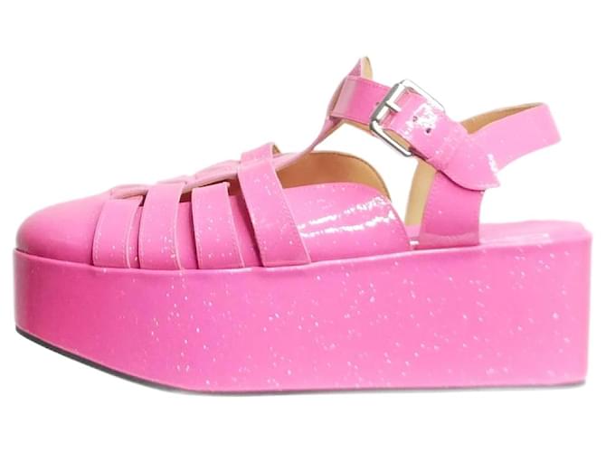 Loewe Pink sparkly leather platform sandals - size EU 38  ref.1032385