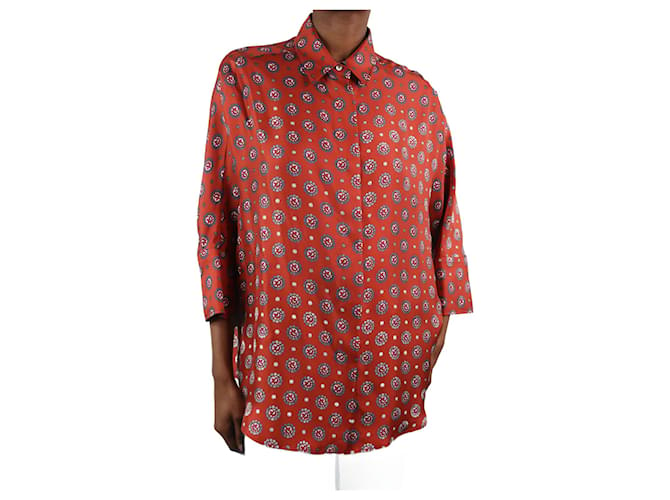 Alberto Biani Red floral-printed silk shirt - size IT 38  ref.1032390