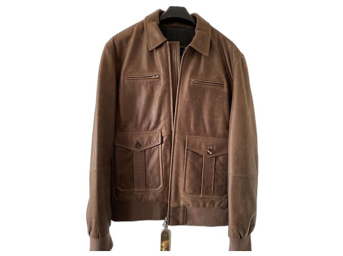 Autre Marque Eden Park Herren-Lederjacke Braun