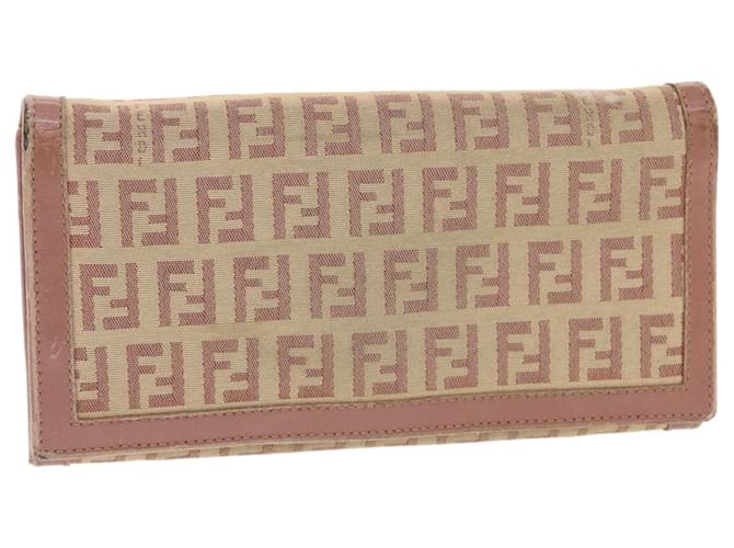 FENDI Zucchino Canvas Long Wallet Pink Auth 50821  ref.1032450