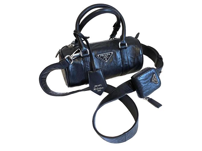 Borsa Barrel Prada in pelle nera Nero