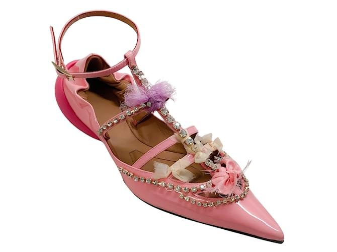 Autre Marque 13 09 SR Pink Patent Embellished Tootsy Ballet Flats Patent leather  ref.1032577