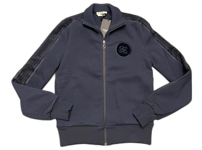 Fendi Karligraphy Cotton Jacket Navy Blue