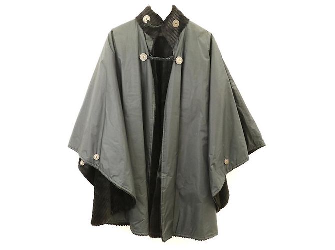 Fendissime Reversible Cape Poncho Black Grey