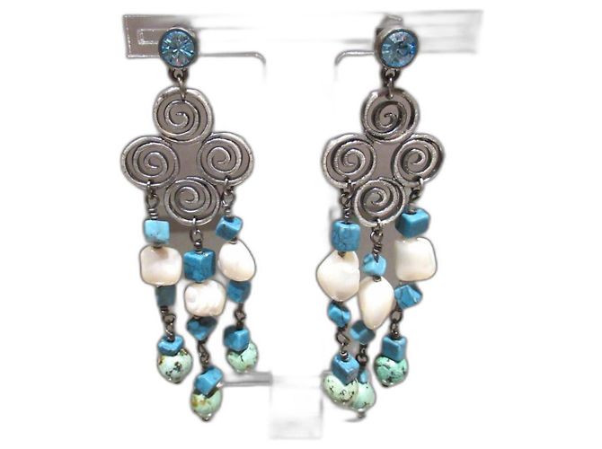 Autre Marque Dyrberg/Boucles d'oreilles pierre turquoise Kern Bleu