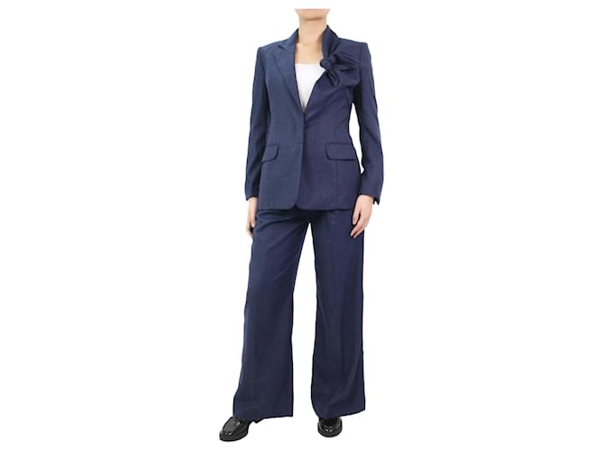 Gabriela Hearst Conjunto blazer de caxemira azul e calças plissadas - tamanho IT 40 Casimira  ref.1032727