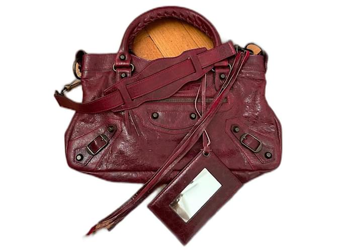 Balenciaga City Bag Dark red Leather  ref.1032750