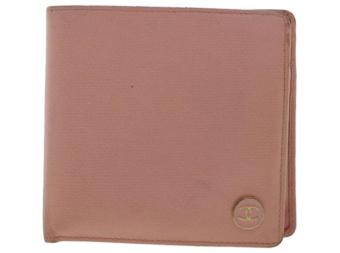 CHANEL Carteira Bifold Couro Rosa CC Auth ep1257  ref.1032784