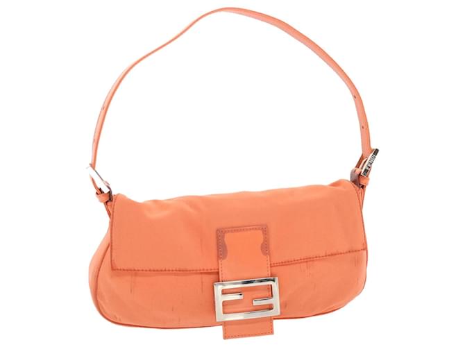 FENDI Mamma Baguette Shoulder Bag Nylon Orange Auth 50148  ref.1032816