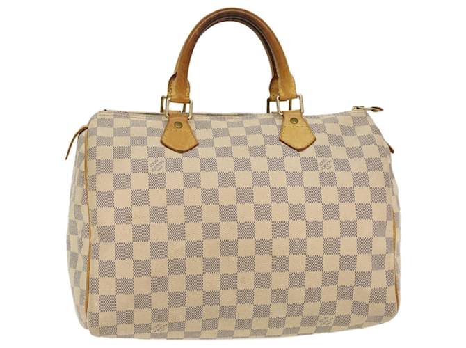 Louis Vuitton Speedy 30 White Damier Azur Hand Bag Made In France