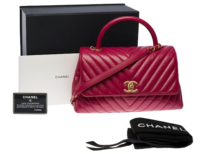 CHANEL Coco Handle Bag in Red Leather - 101387  ref.1032866
