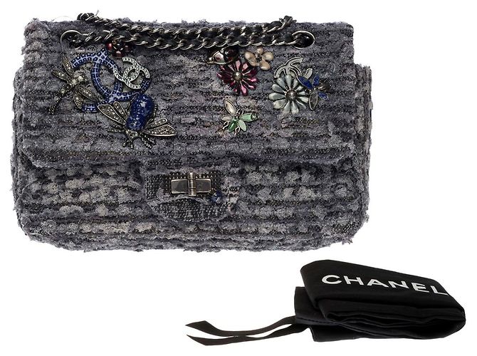 Mademoiselle Chanel Bag 2.55 in Gray Tweed - 101378 Grey
