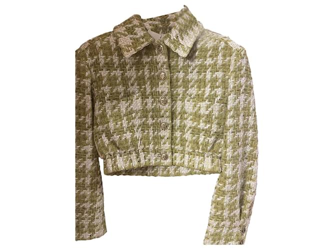 Bombardero Chanel de tweed Beige Verde  ref.1032870