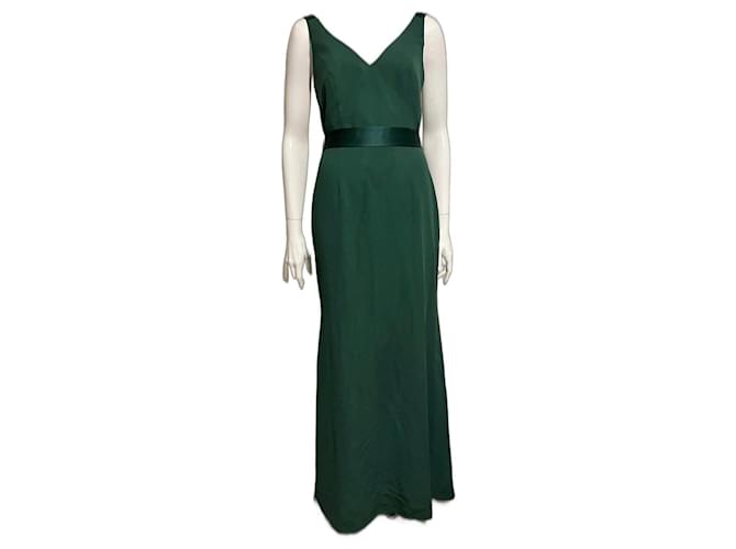 Vera Wang flaschengrünes Abendkleid Dunkelgrün Polyester  ref.1032884