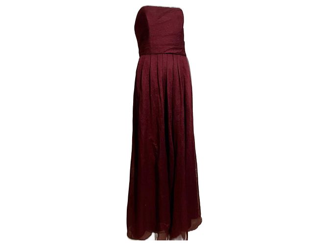 Vera Wang Trägerloses Abendkleid aus burgunderrotem Tüll Bordeaux