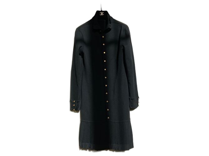 Vintage Chanel-Wollkleid Schwarz