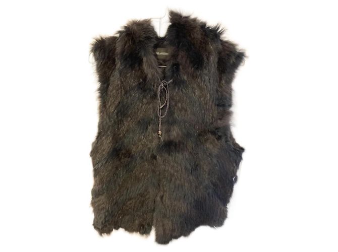Zadig & Voltaire Colete sem mangas com capuz em pelo de coelho preto