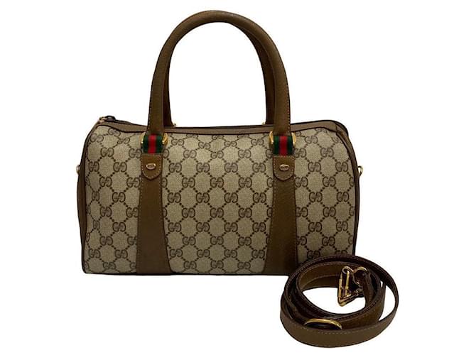 Ophidia Gucci Brown GG Canvas Horsebit Shoulder Bag Beige Leather Cloth  ref.1032908