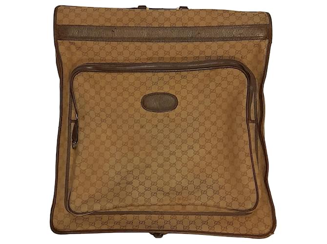 Porte-bagages Gucci Cuir Coton Toile Beige Marron foncé  ref.1032915