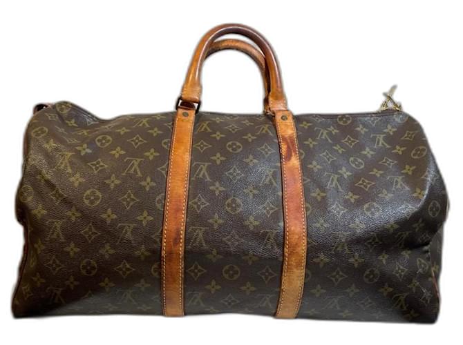 Abbesses Louis Vuitton Keepall 45 Brown Leather  ref.1032960