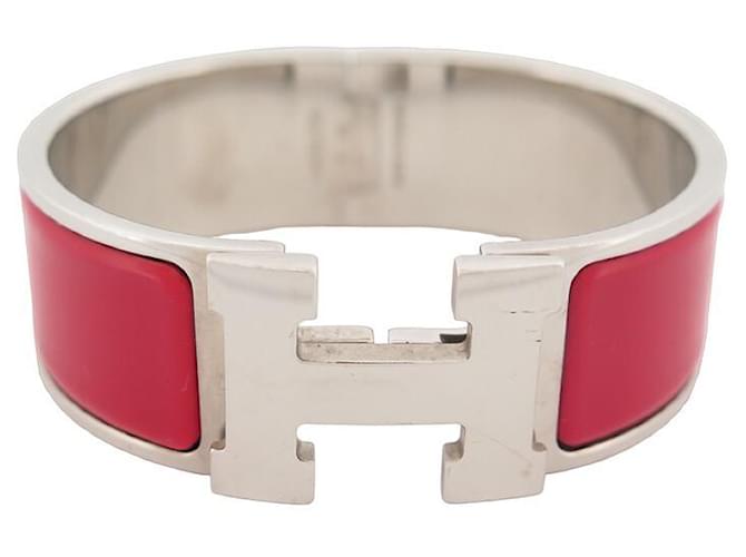 Hermès HERMES CLIC CLAC H GROSSES ARMBAND 18 CM IN ROTER EMAILLE-ARMREIF  ref.1033126