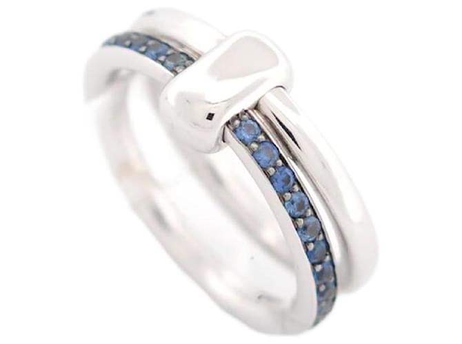 NEW POMELLATO TOGETHER lined RING WHITE GOLD 18k t 55 SAPPHIRE RING Silvery  ref.1033229