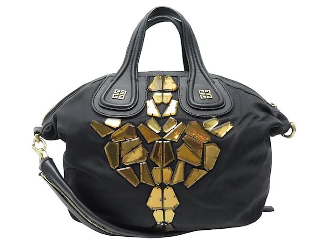 Pre-Owned Givenchy 2way bag CROSS3 black gold leather GIVENCHY handbag  chain shoulder class three charm women's (Good) - Walmart.com