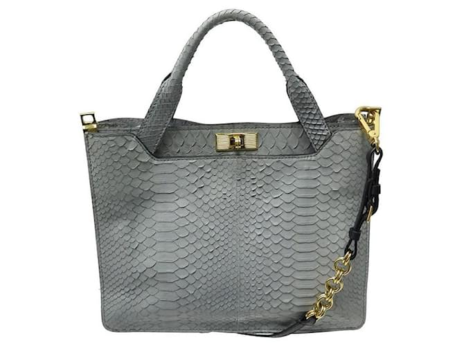 MARNI handbag 2WAY IN GRAY PYTHON LEATHER GRAY LEATHER HAND BAG PURSE Grey Exotic leather  ref.1033272