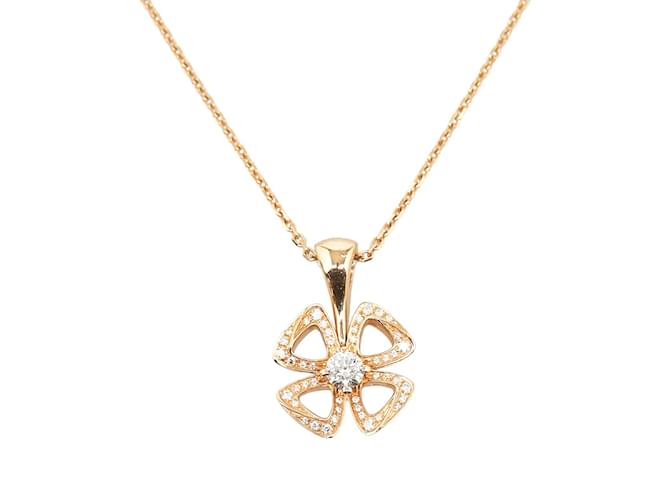 Bulgari 18k Gold Diamond Fiorever Necklace 358156 Metal Pink gold  ref.1033356